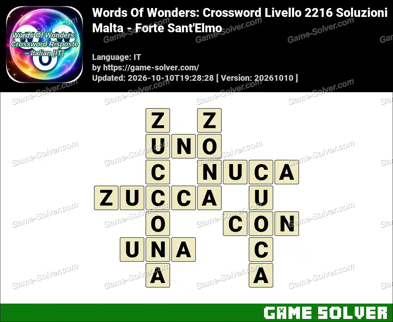 Words Of Wonders: Crossword Livello 2216 Soluzioni – Malta – Forte Sant’Elmo